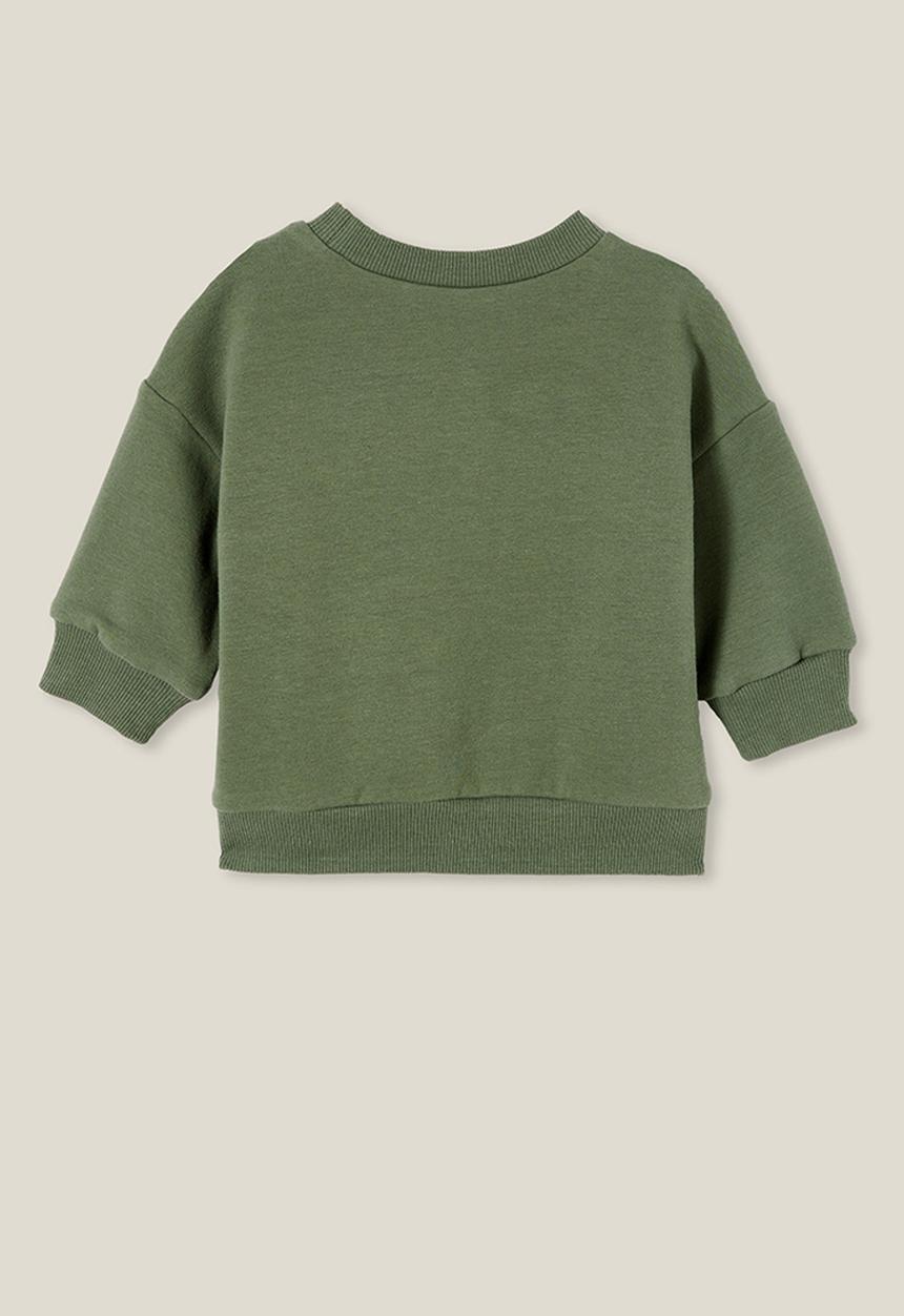 Cotton On - Alma drop shoulder sweater - swag green/rhino & dino