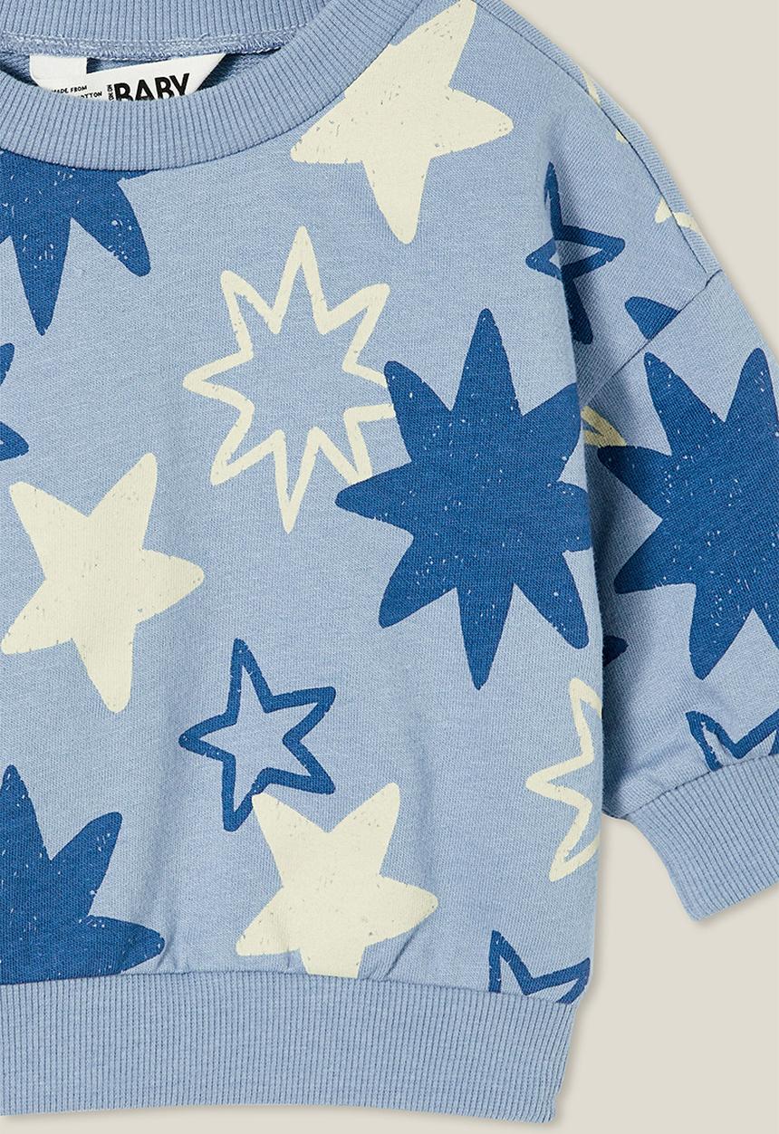 Cotton On - Alma drop shoulder sweater - dusty blue/sketchy stars
