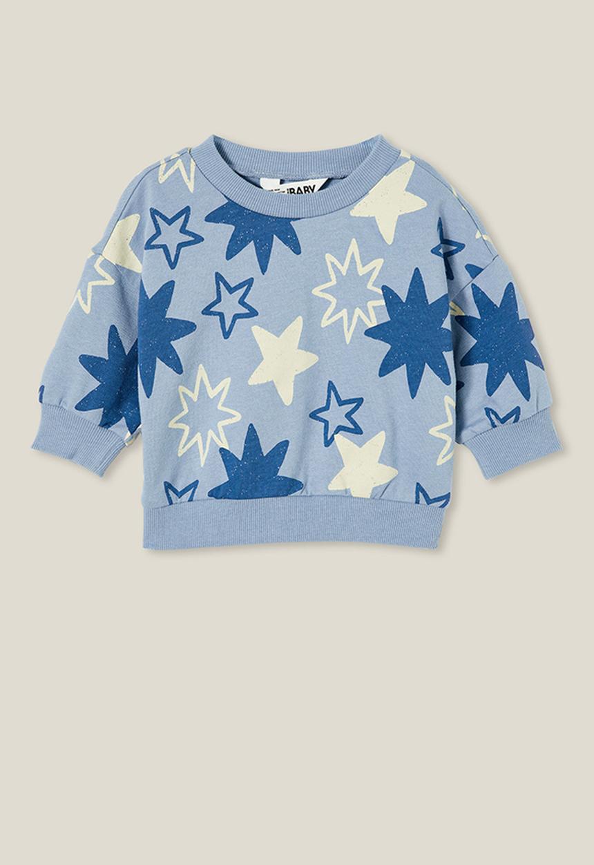 Cotton On - Alma drop shoulder sweater - dusty blue/sketchy stars