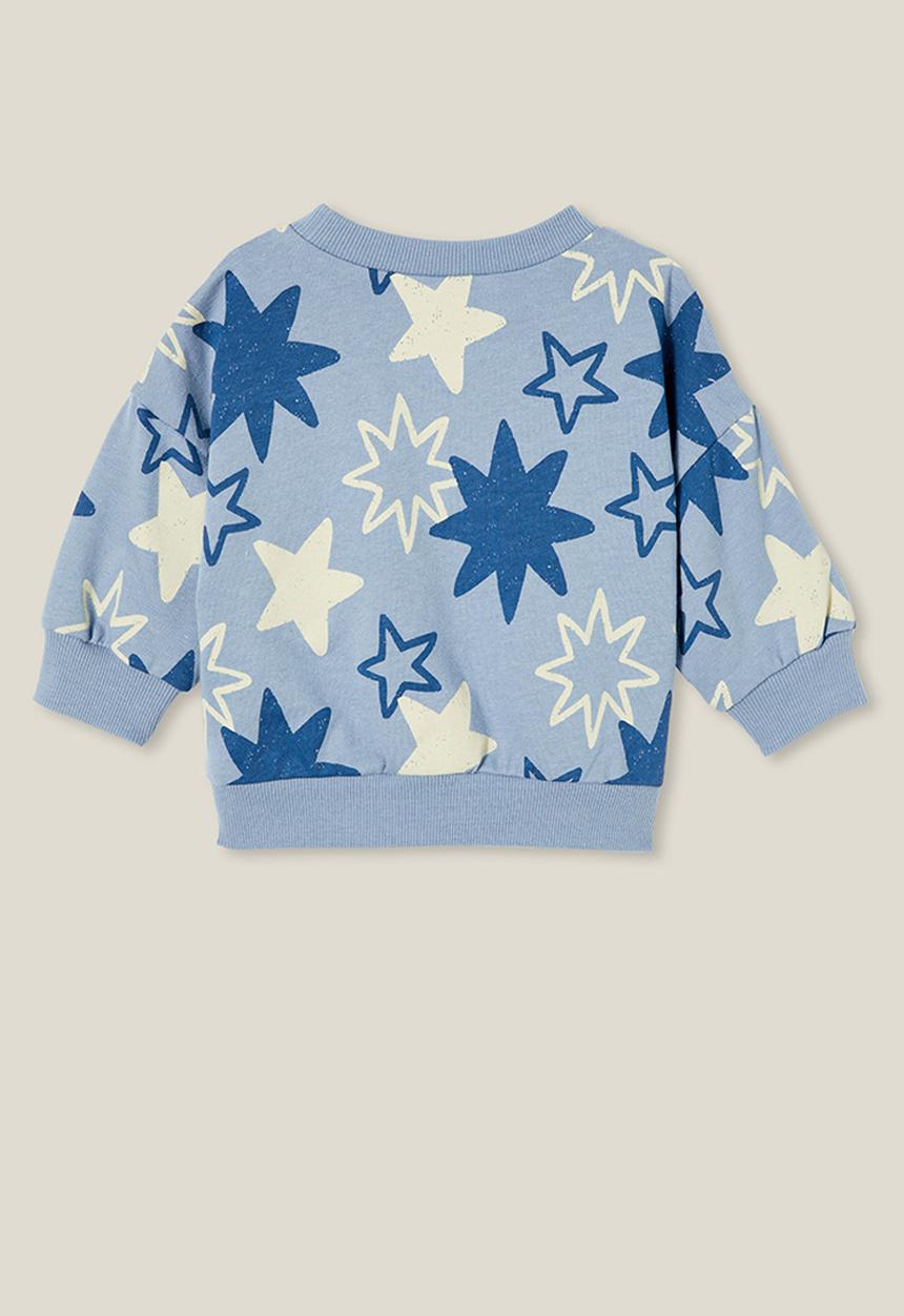 Cotton On - Alma drop shoulder sweater - dusty blue/sketchy stars