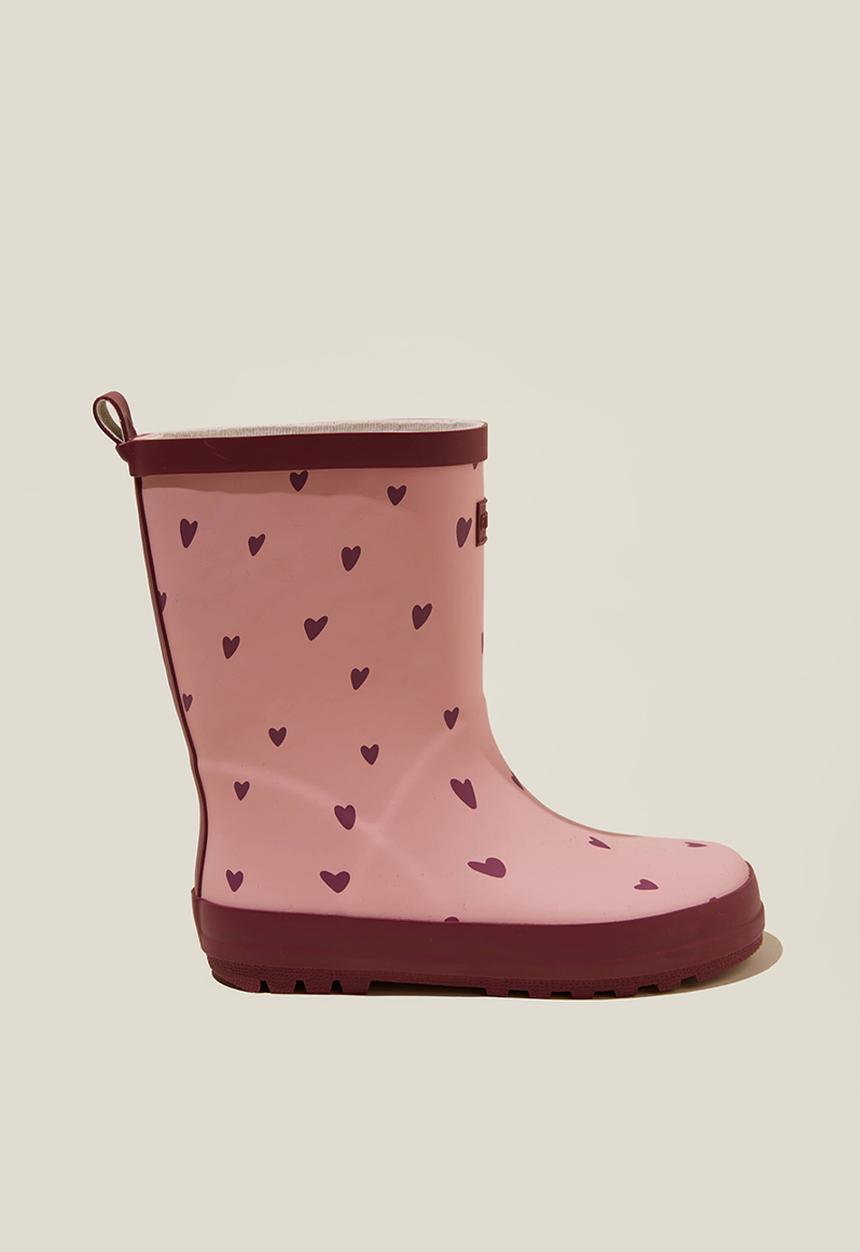 Cotton On - Kids rainboot - zephyr/vintage berry hearts