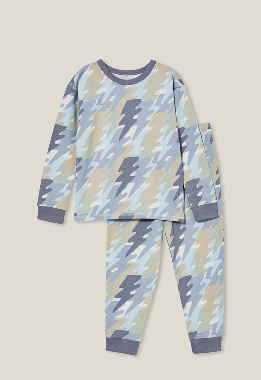 Cotton On - Ace long sleeve pyjama set - rainy day/lightning bolt camo