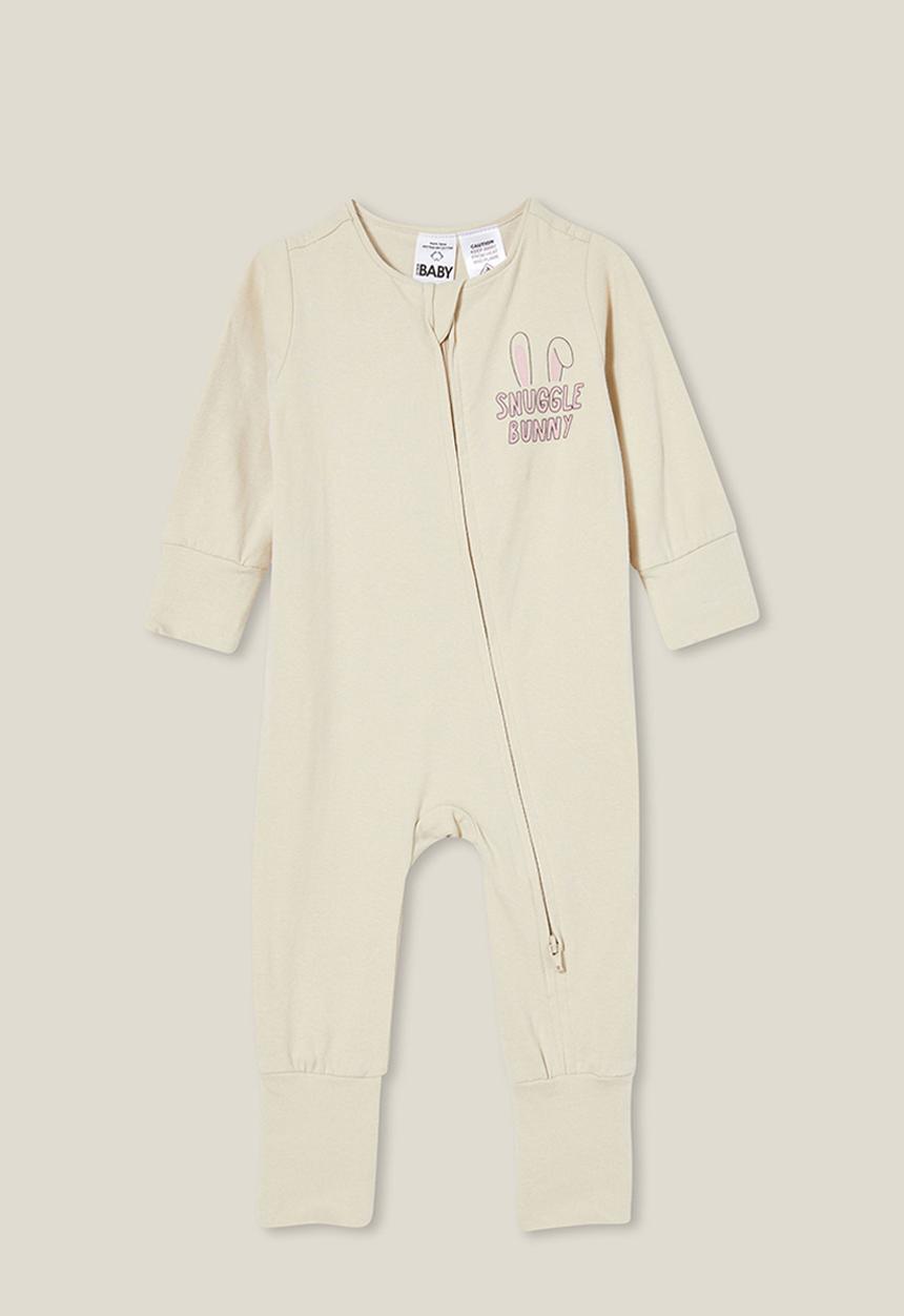 Cotton On - The long sleeve zip romper - rainy day/snuggle bunny
