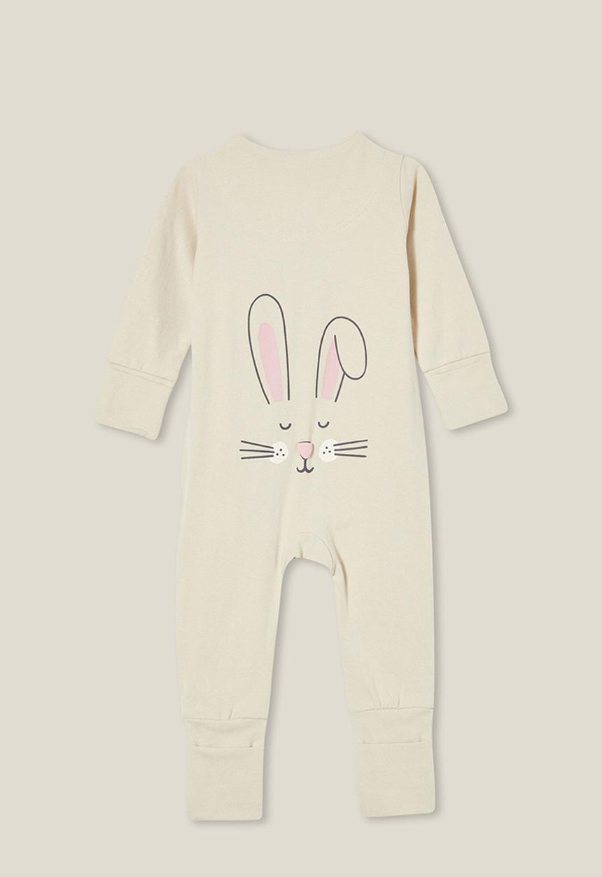 Cotton On - The long sleeve zip romper - rainy day/snuggle bunny