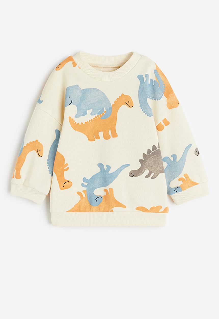 H&M - Cotton sweatshirt - Light beige Dinosaurs