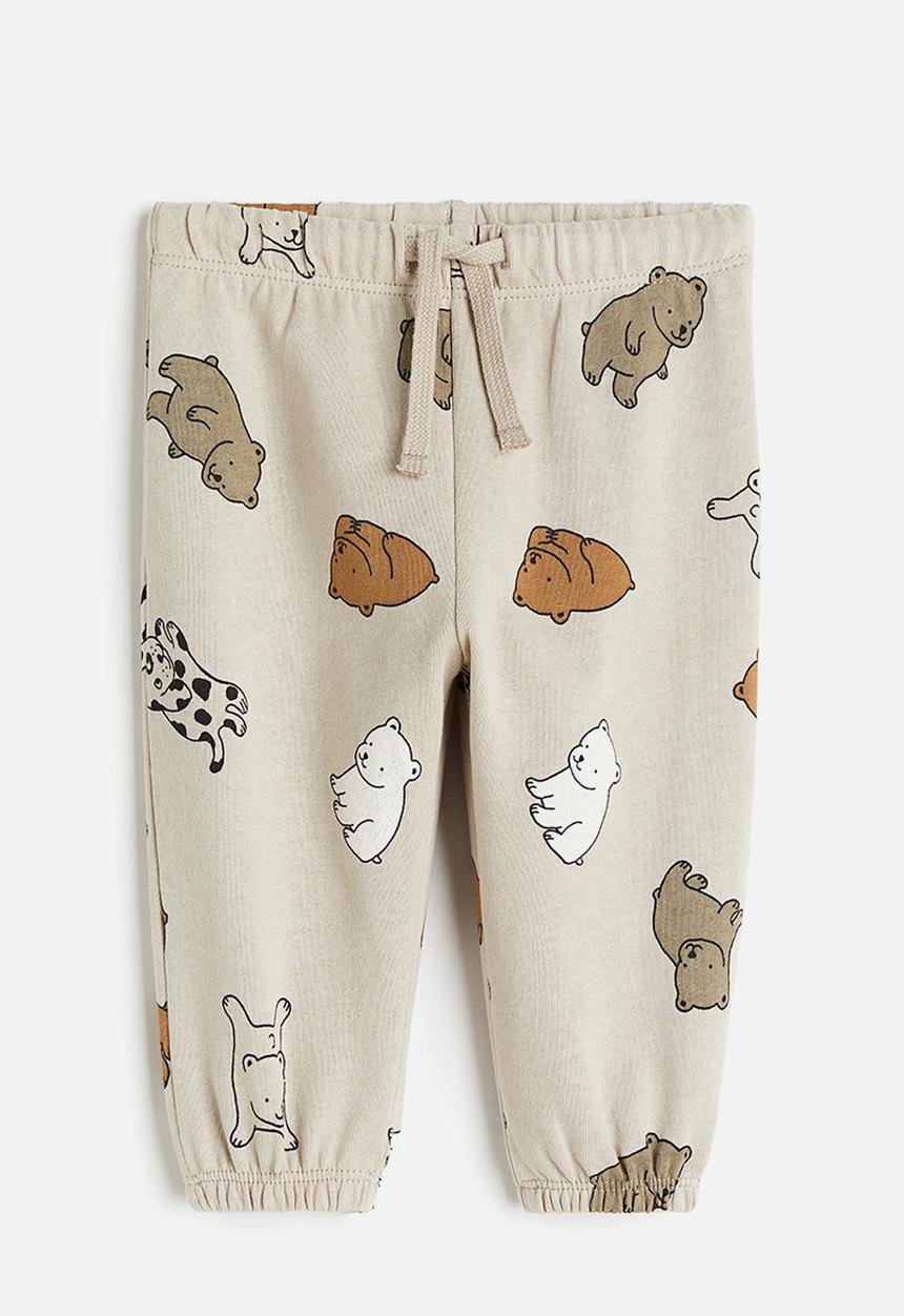 H&M - Cotton joggers - Light beige Animals