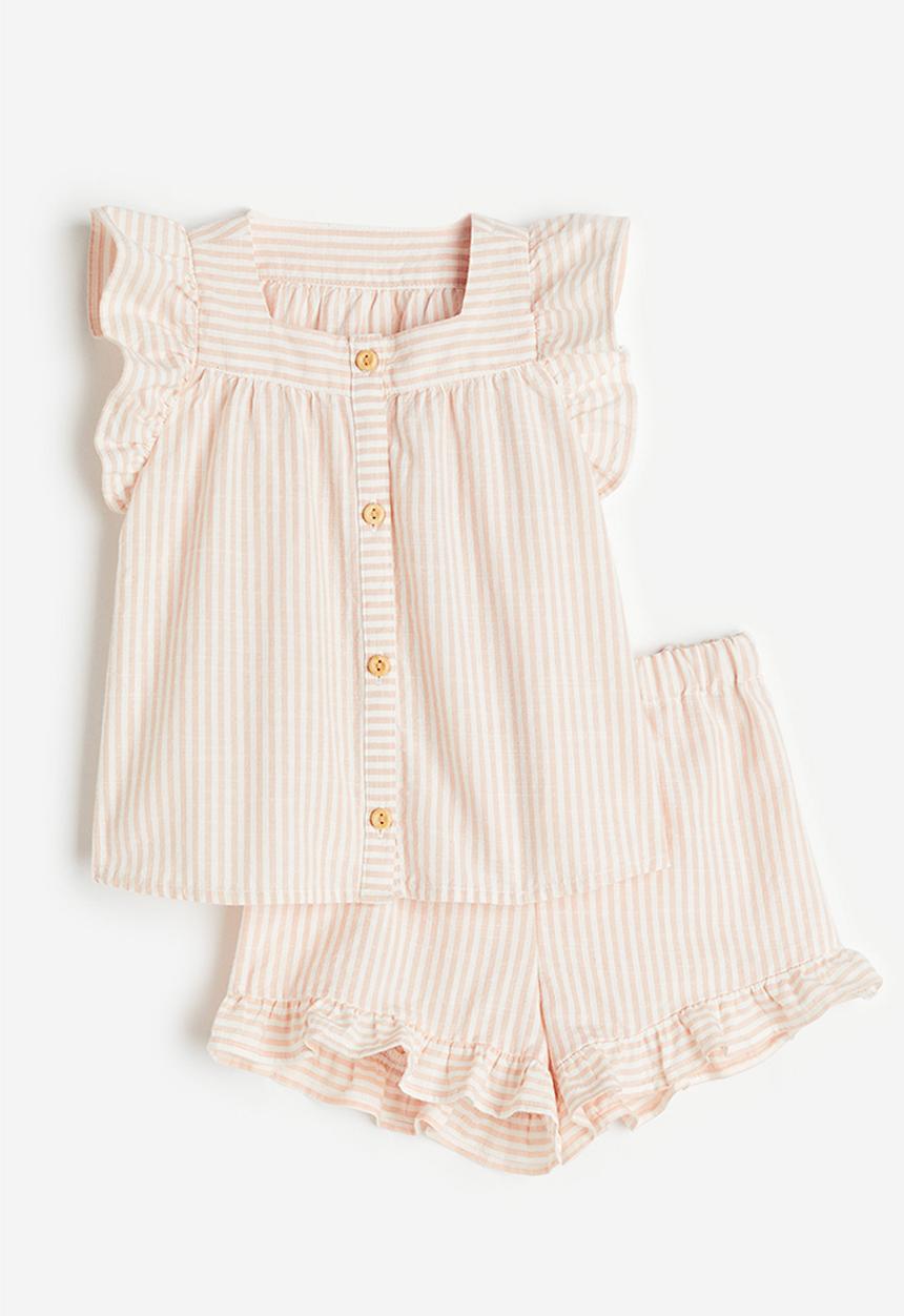 H&M - 2-Piece cotton set - apricot striped