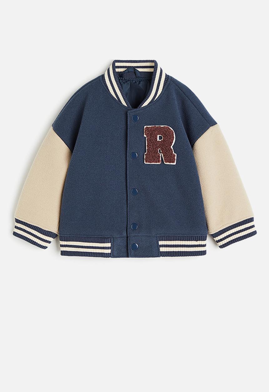 H&M - Lined baseball jacket - blue & stone