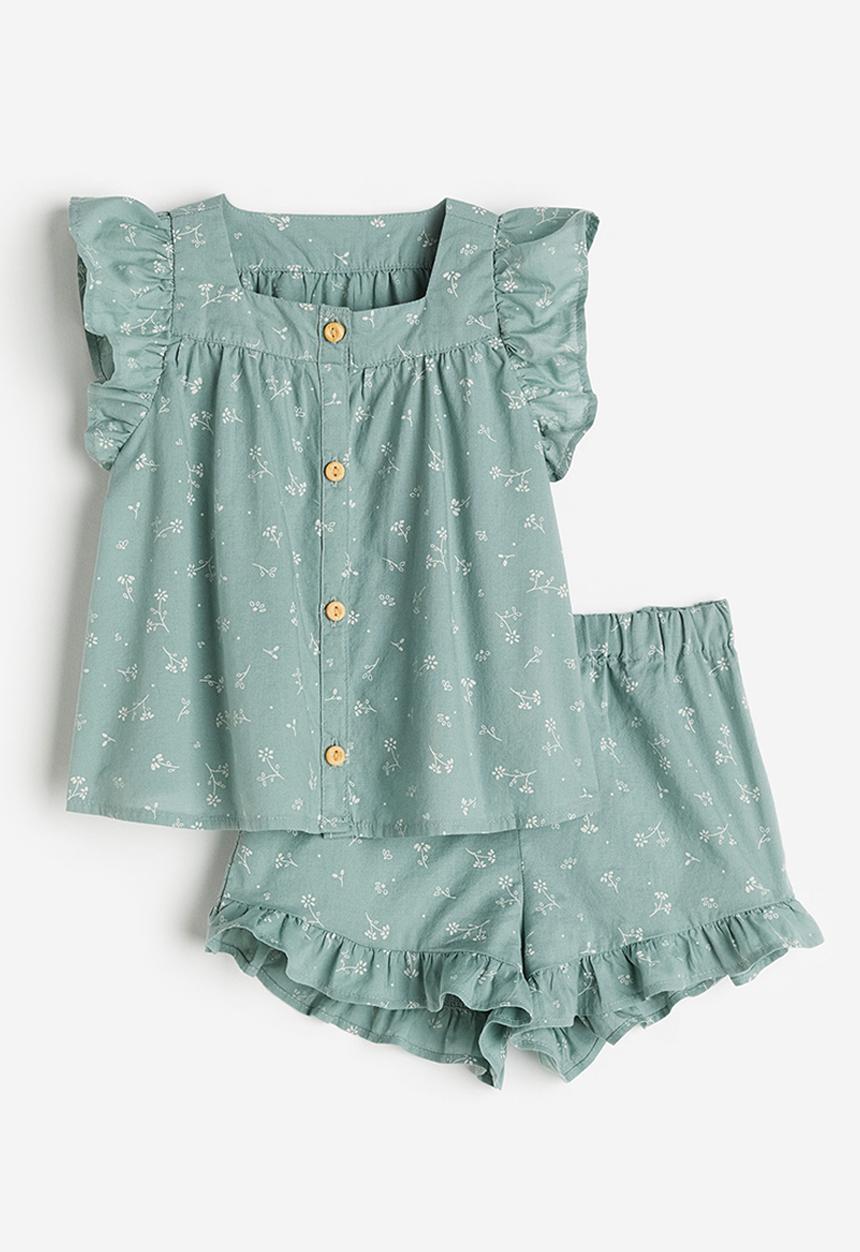 H&M - 2-Piece cotton set - green floral 