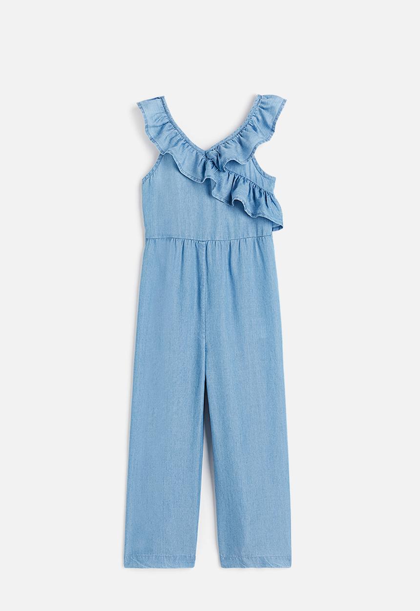 H&M - Flounce-trimmed lyocell jumpsuit - blue
