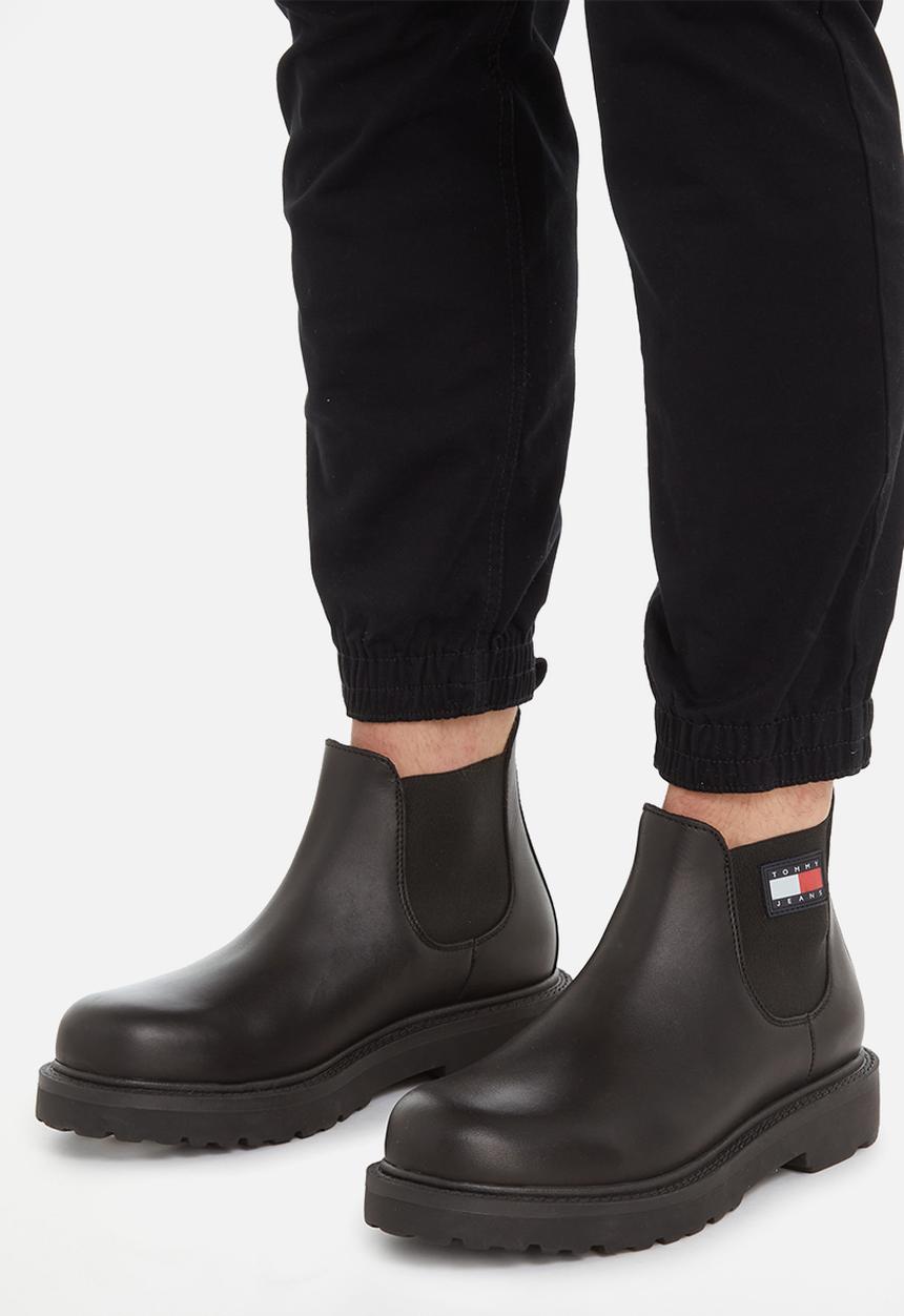 Tommy Hilfiger - Leather pull-on ankle boots - black 