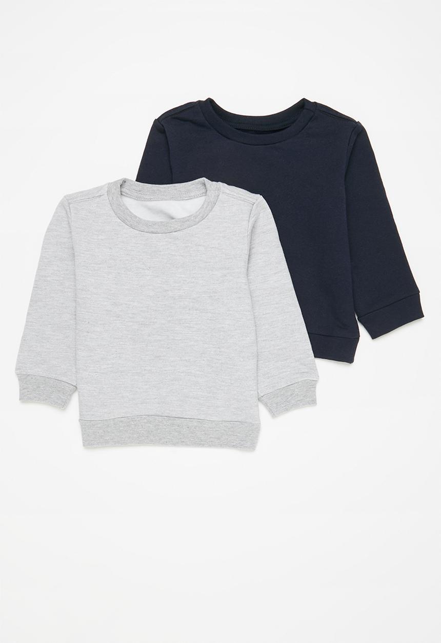 Pop Candy - 2 Pack plain sweatshirt -  navy and grey mel
