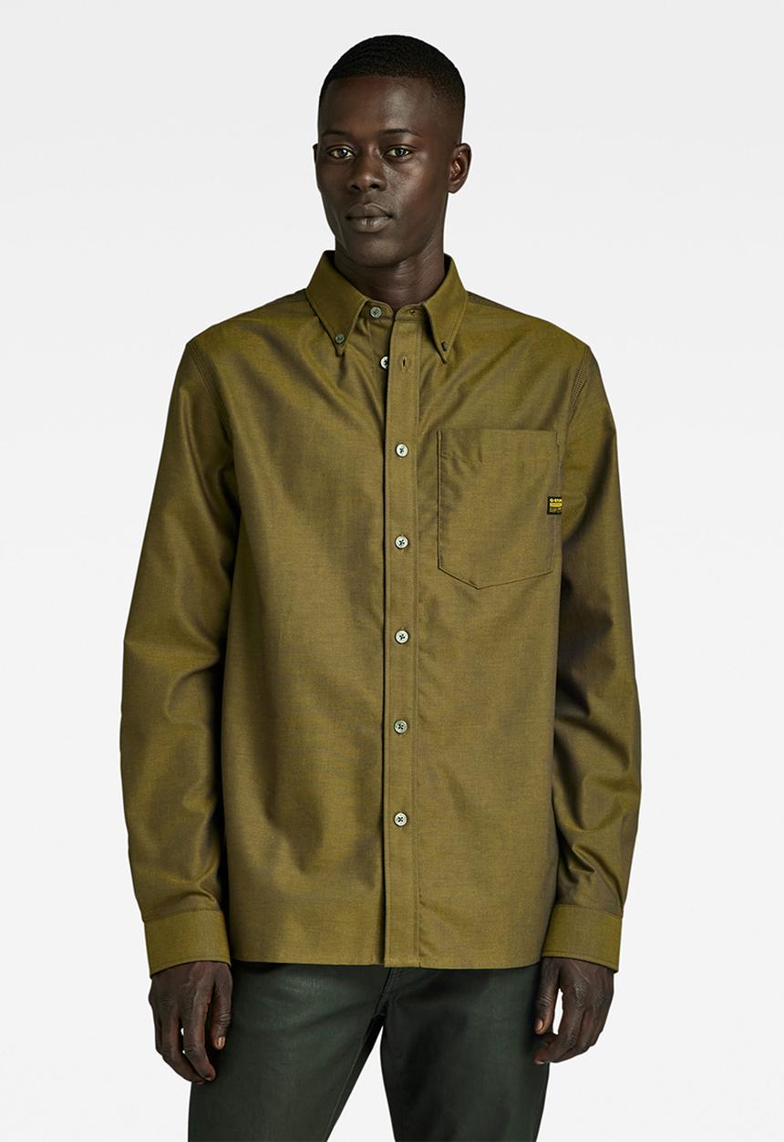G-STAR - One pkt regular shirt l\s State oxford - tobacco/imperial blue oxford