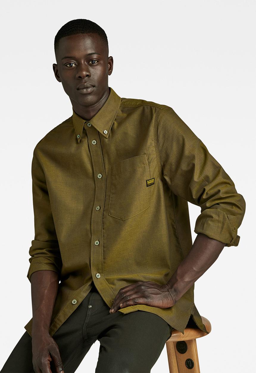 G-STAR - One pkt regular shirt l\s State oxford - tobacco/imperial blue oxford