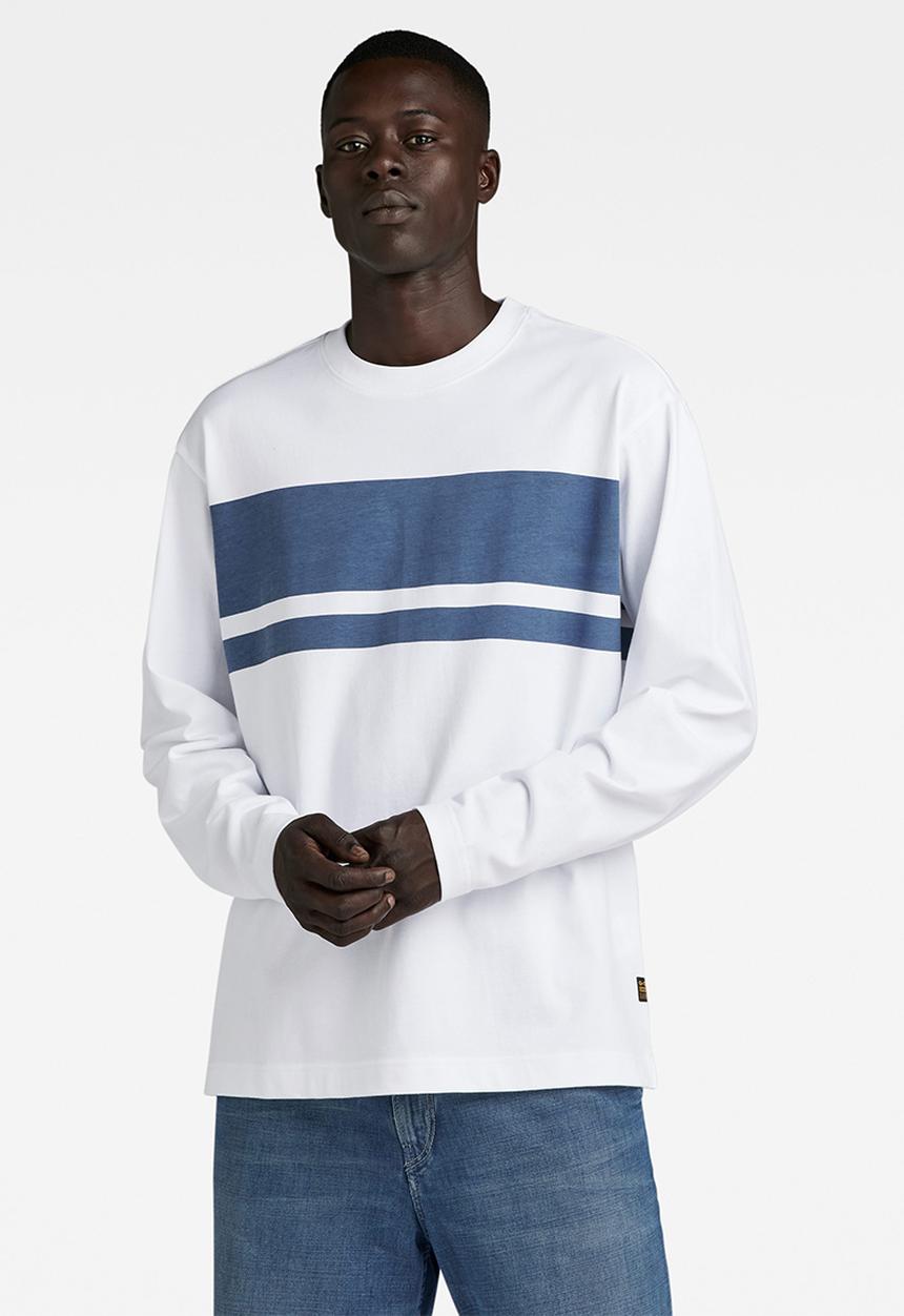 G-STAR - Placed stripe boxy r t long sleeve jersey - white