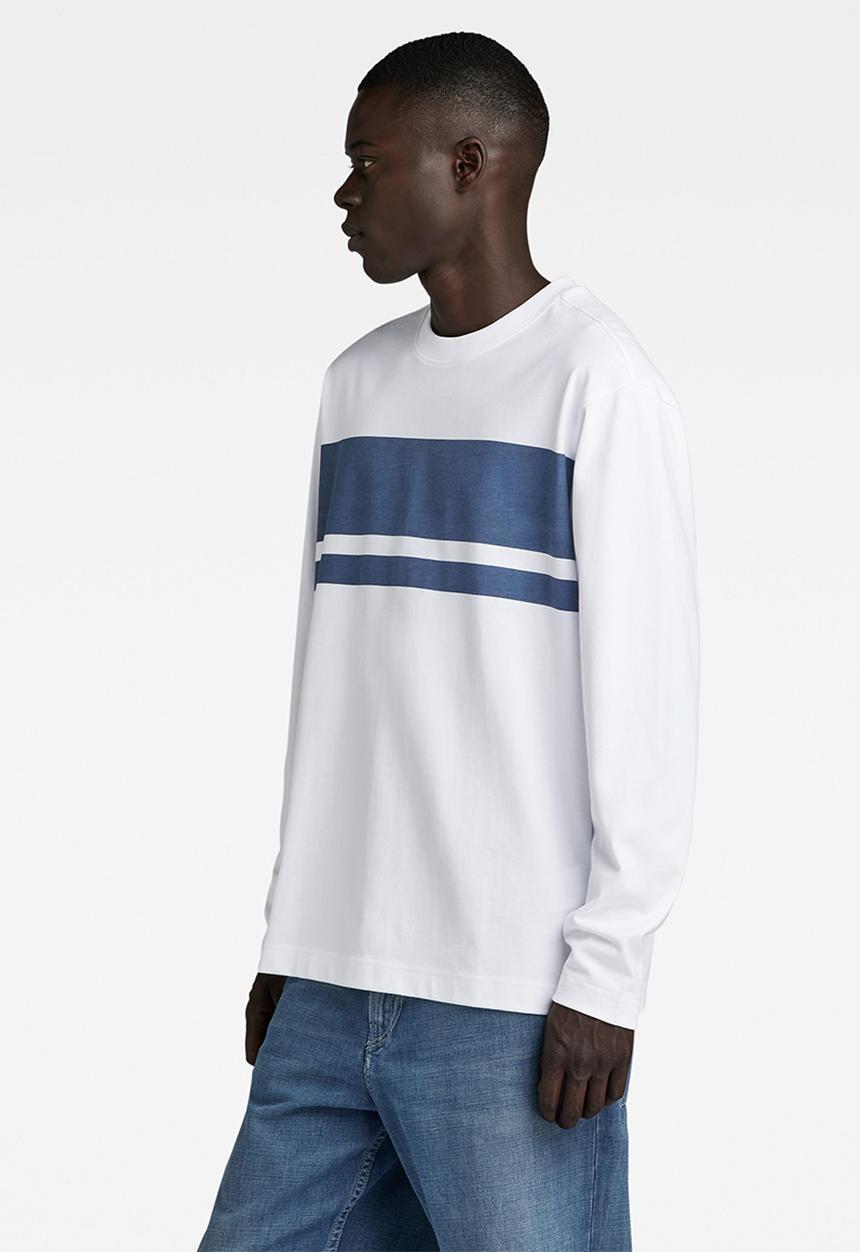 G-STAR - Placed stripe boxy r t long sleeve jersey - white