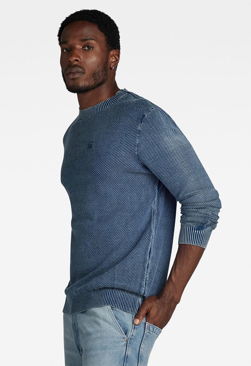 G-STAR - Indigo moss r knit Indigo neptune knit o - sun faded blue