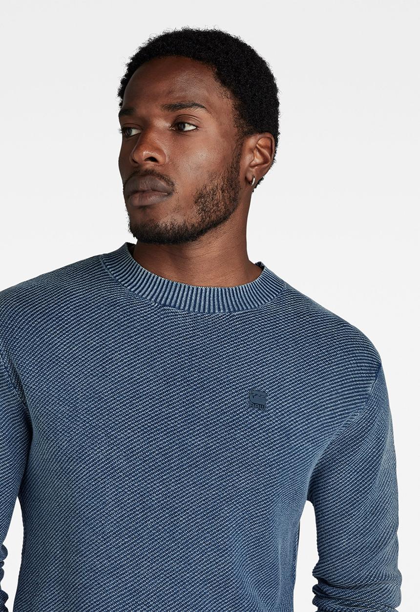 G-STAR - Indigo moss r knit Indigo neptune knit o - sun faded blue