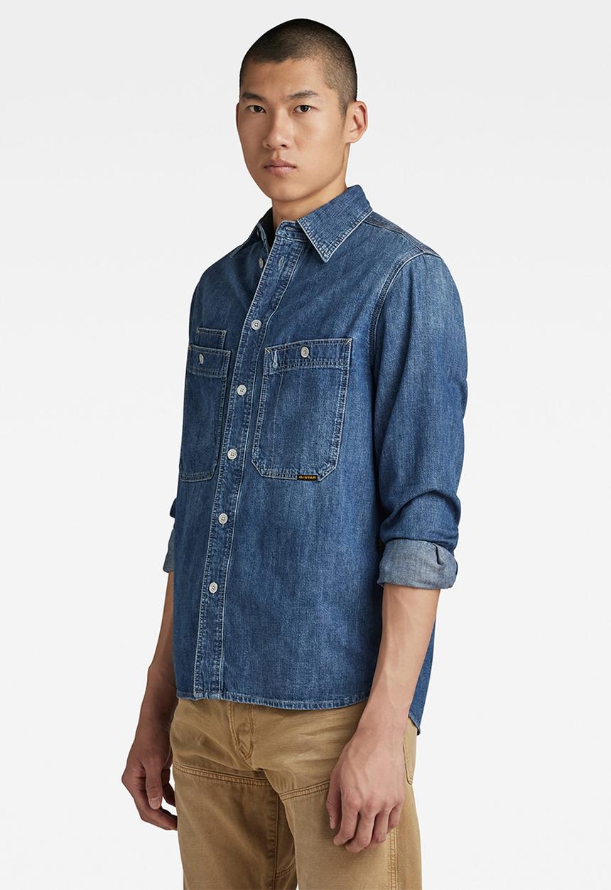 G-STAR - Nimes regular shirt long sleeve asinart 8oz denim - faded noosa blue