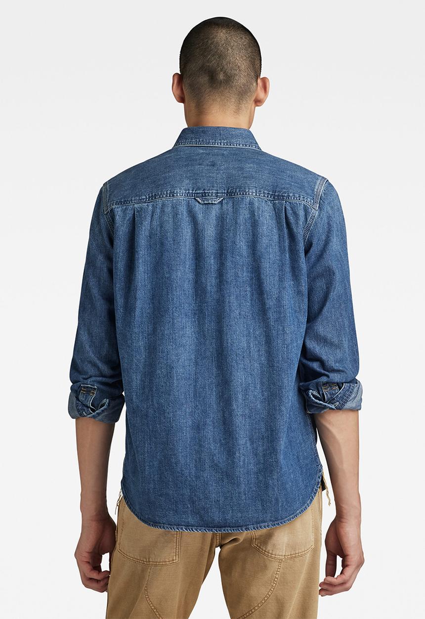 G-STAR - Nimes regular shirt long sleeve asinart 8oz denim - faded noosa blue