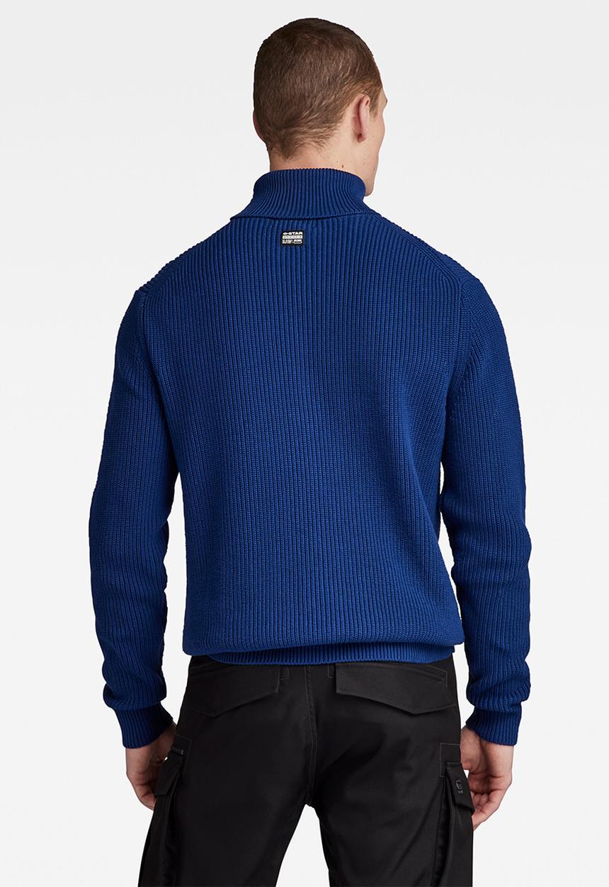G-STAR - Pullover turtle knit cotton knit o - ballpen blue