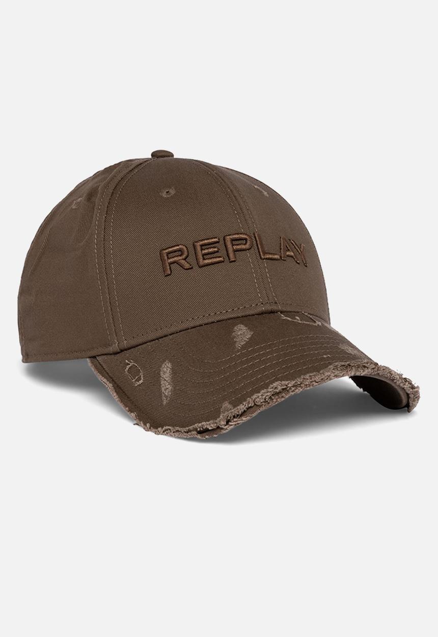 Replay - Replay cotton cap with bill - pale grey brown