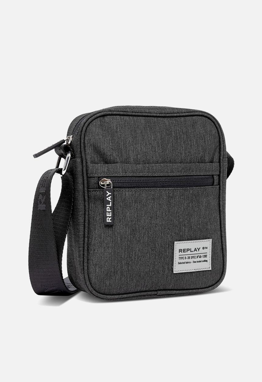 Replay - micro bag in melange oxford fabric - dk ash grey