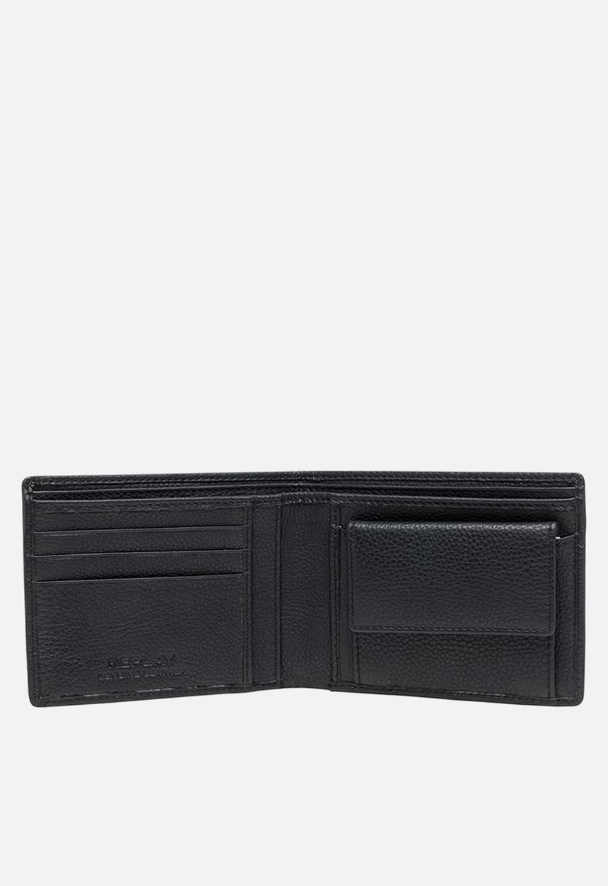 Replay - Cardholder in hammered leather - black