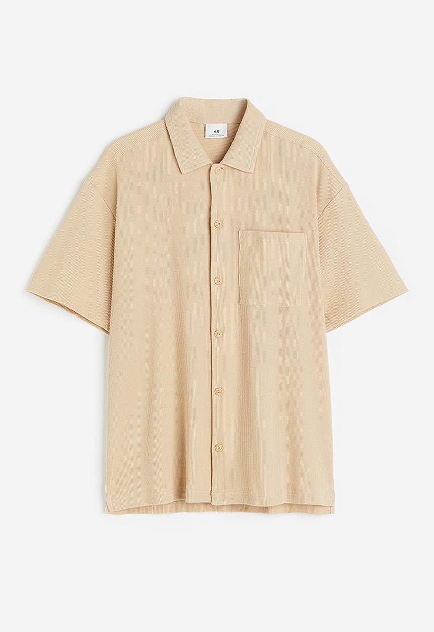 H&M - Relaxed fit waffled shirt - Beige