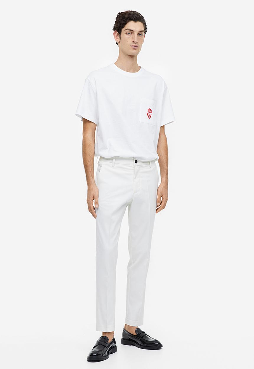 H&M - Relaxed fit embroidery-detail t-shirt - multi white