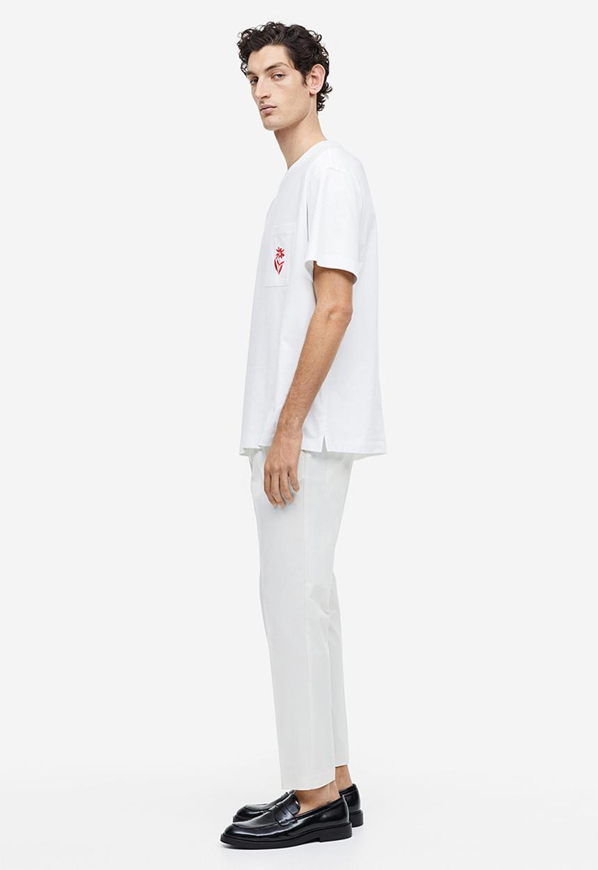H&M - Relaxed fit embroidery-detail t-shirt - multi white