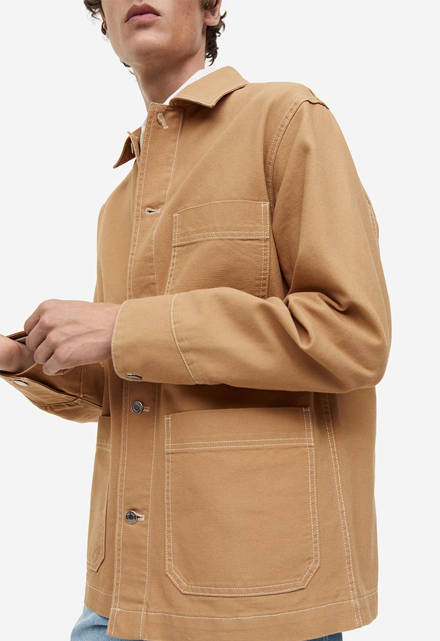 H&M - Regular fit cotton canvas shacket - Beige