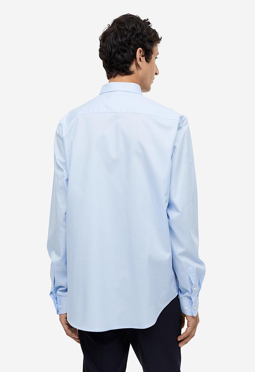 H&M - Slim fit cotton shirt - blue
