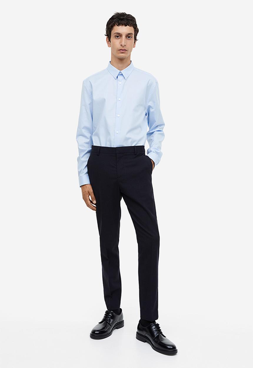 H&M - Slim fit cotton shirt - blue