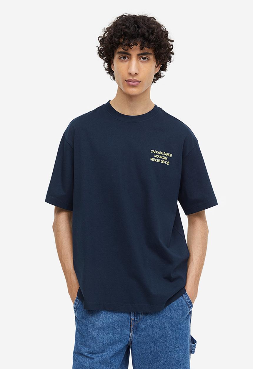 H&M - Loose fit printed t-shirt - blue multi