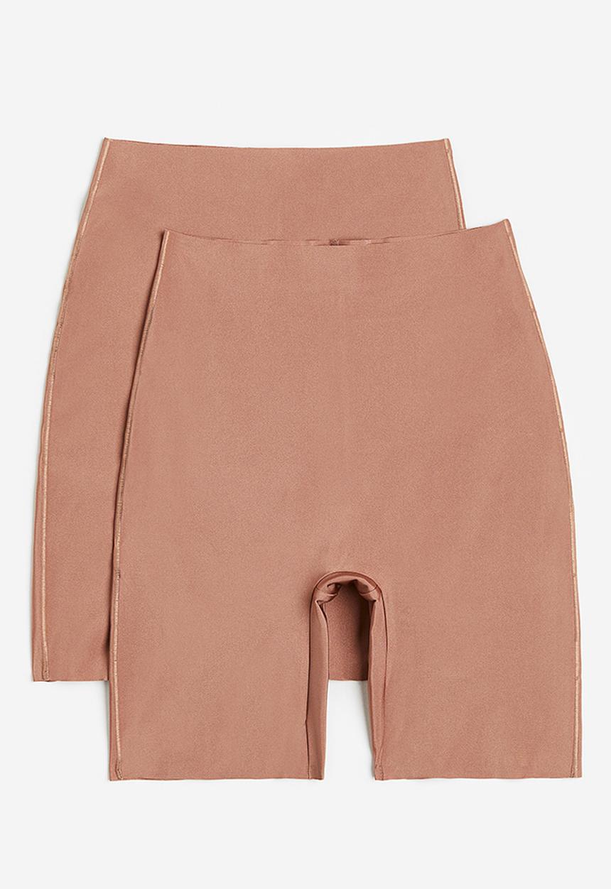 H&M - 2-pack no-show light shaping bikers - dark beige