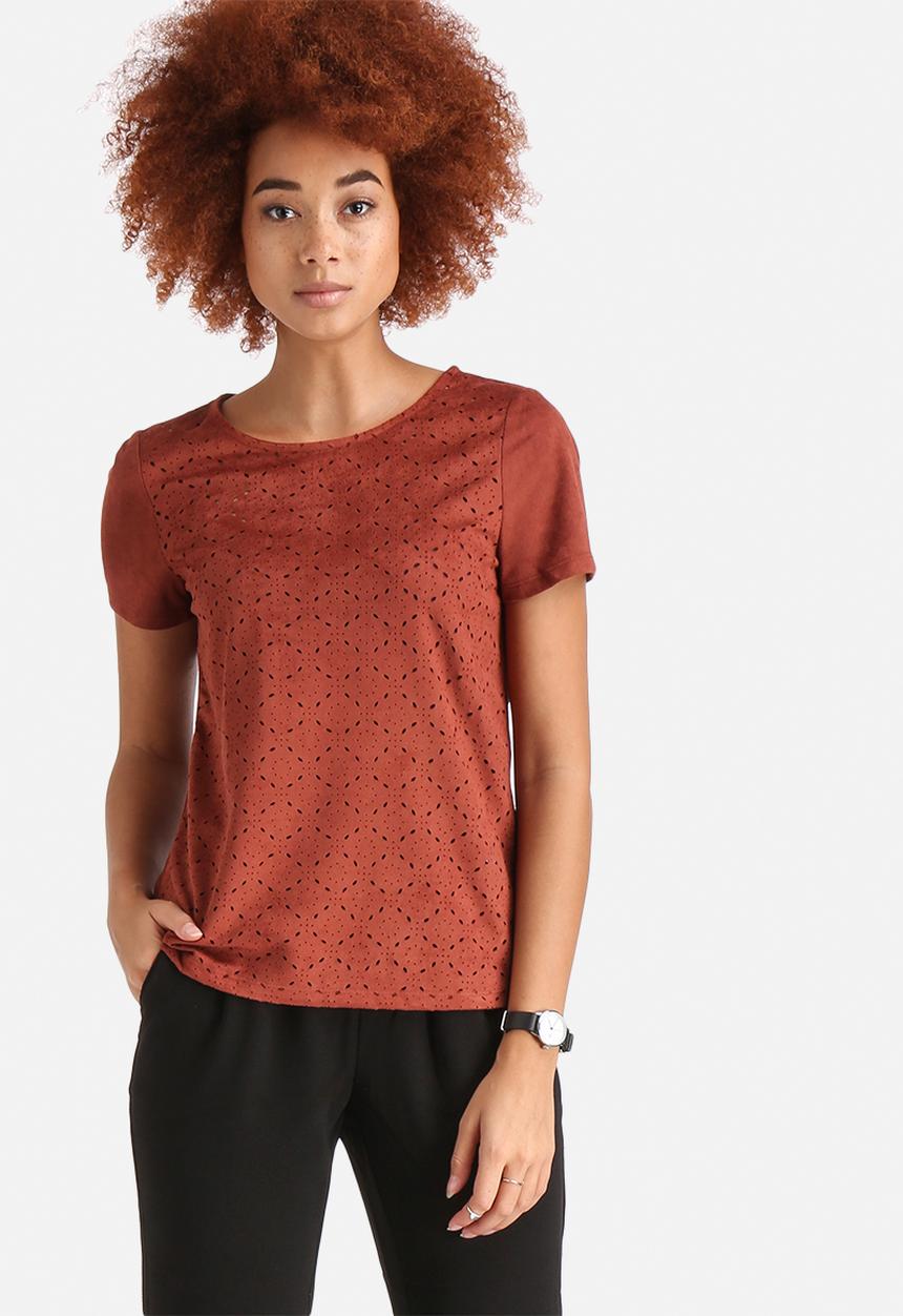 Vero Moda - Laser Cut Faux Suede Top