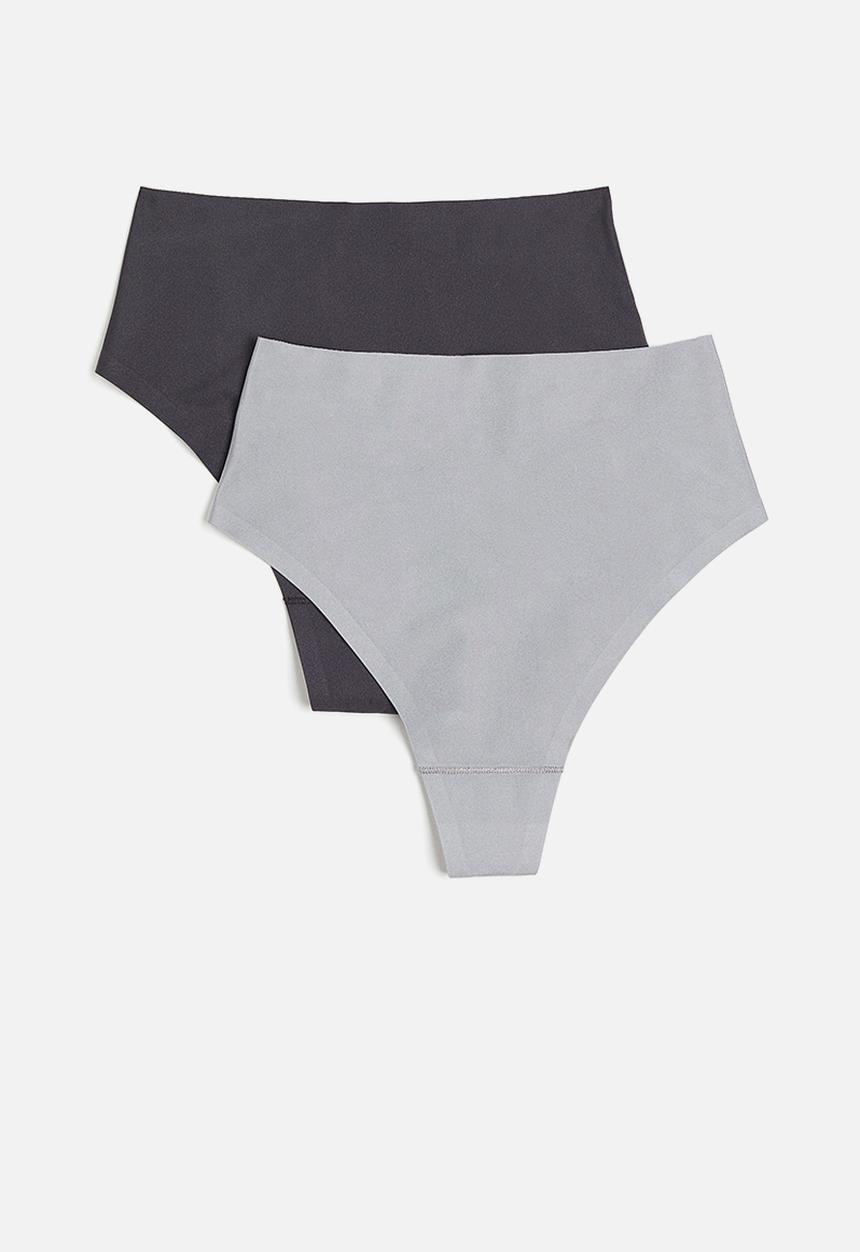 H&M - 2 Pack invisible light shape thong briefs - grey