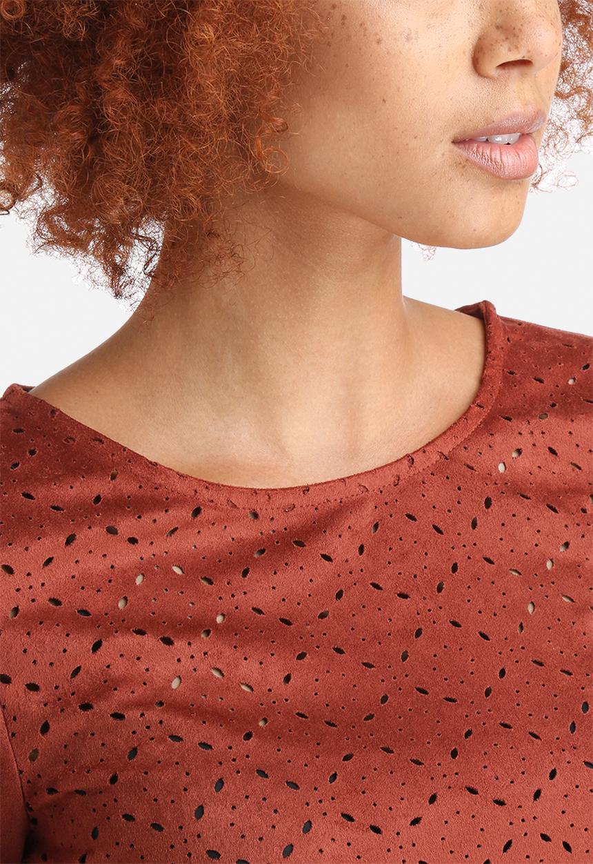 Vero Moda - Laser Cut Faux Suede Top