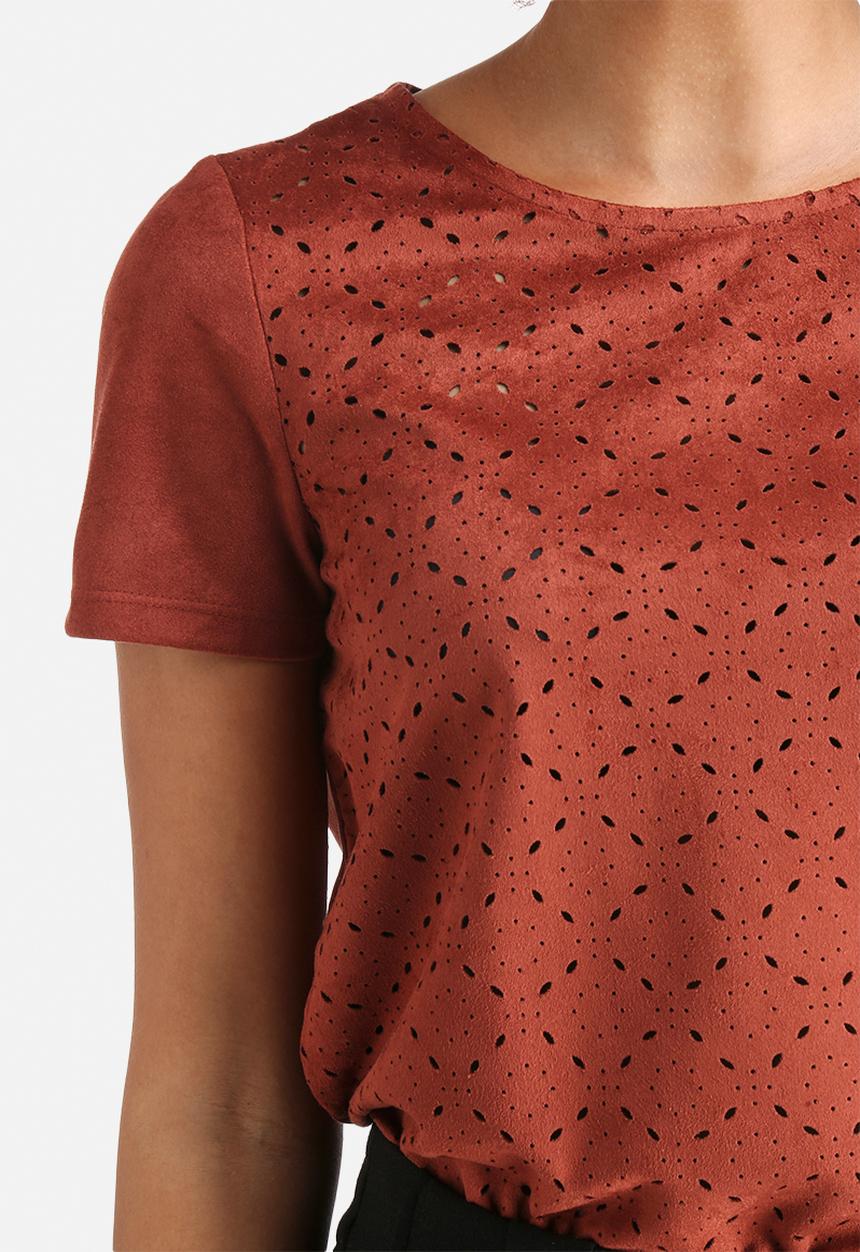 Vero Moda - Laser Cut Faux Suede Top