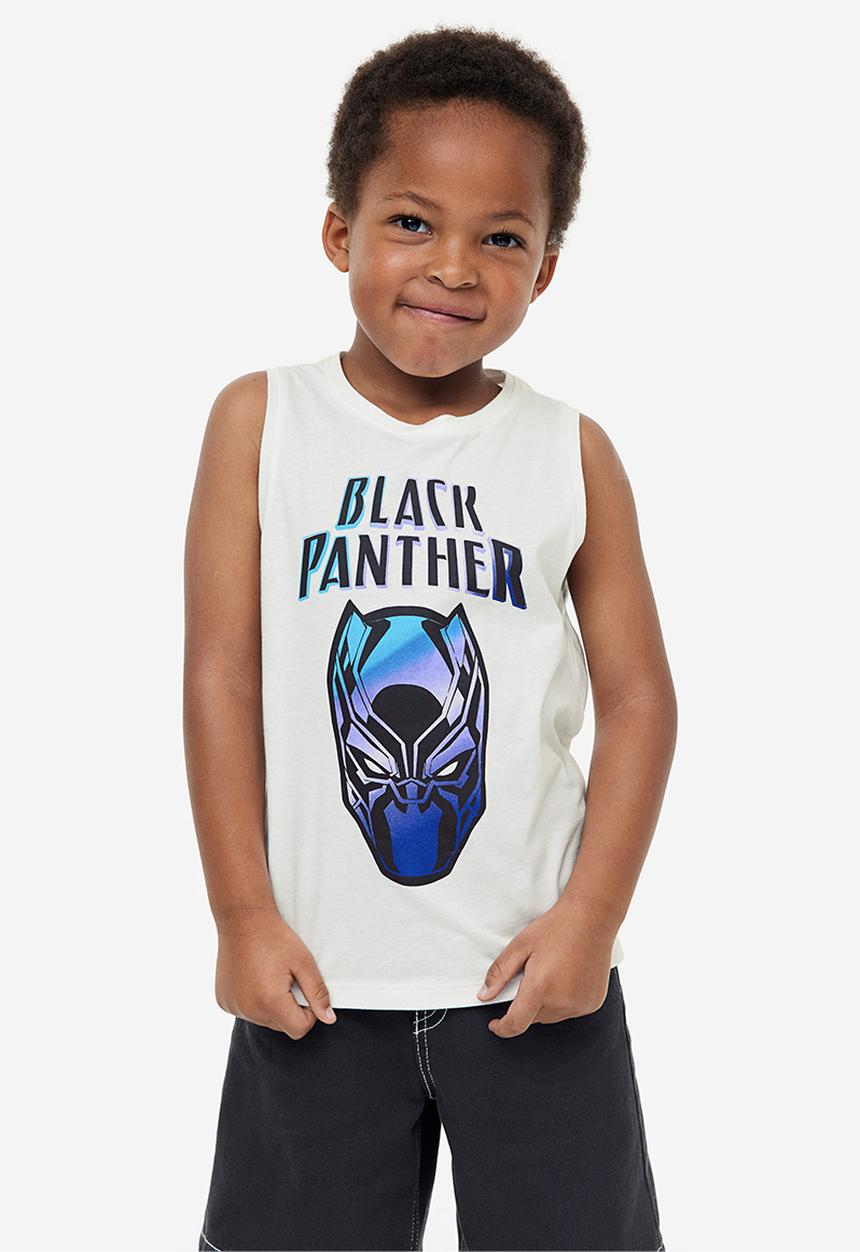 H&M - Printed vest top - white & black panther