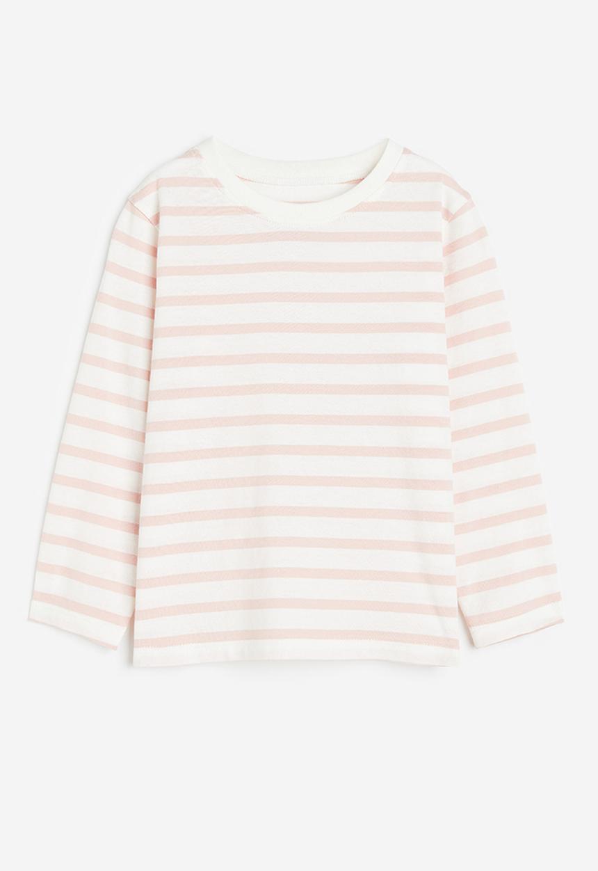 H&M - Long-sleeved jersey top - light pink striped