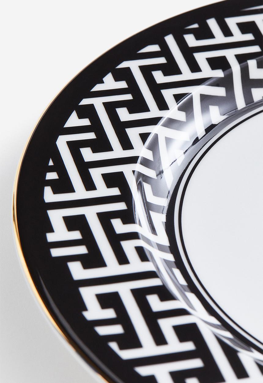 H&M - Porcelain plate - black, white, multi