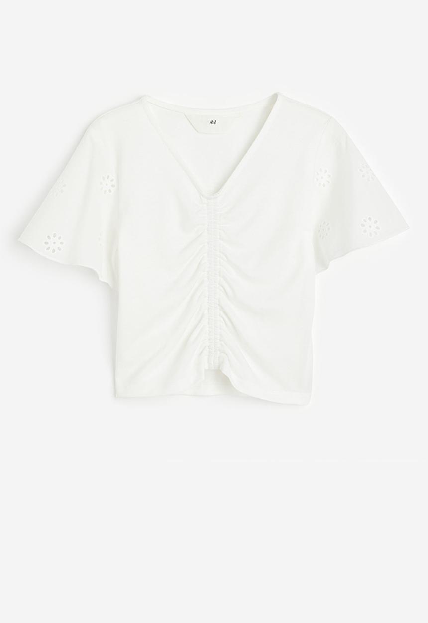 H&M - Ruched jersey t-shirt - white