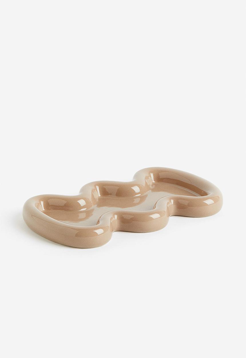 H&M - Large stoneware plate - beige