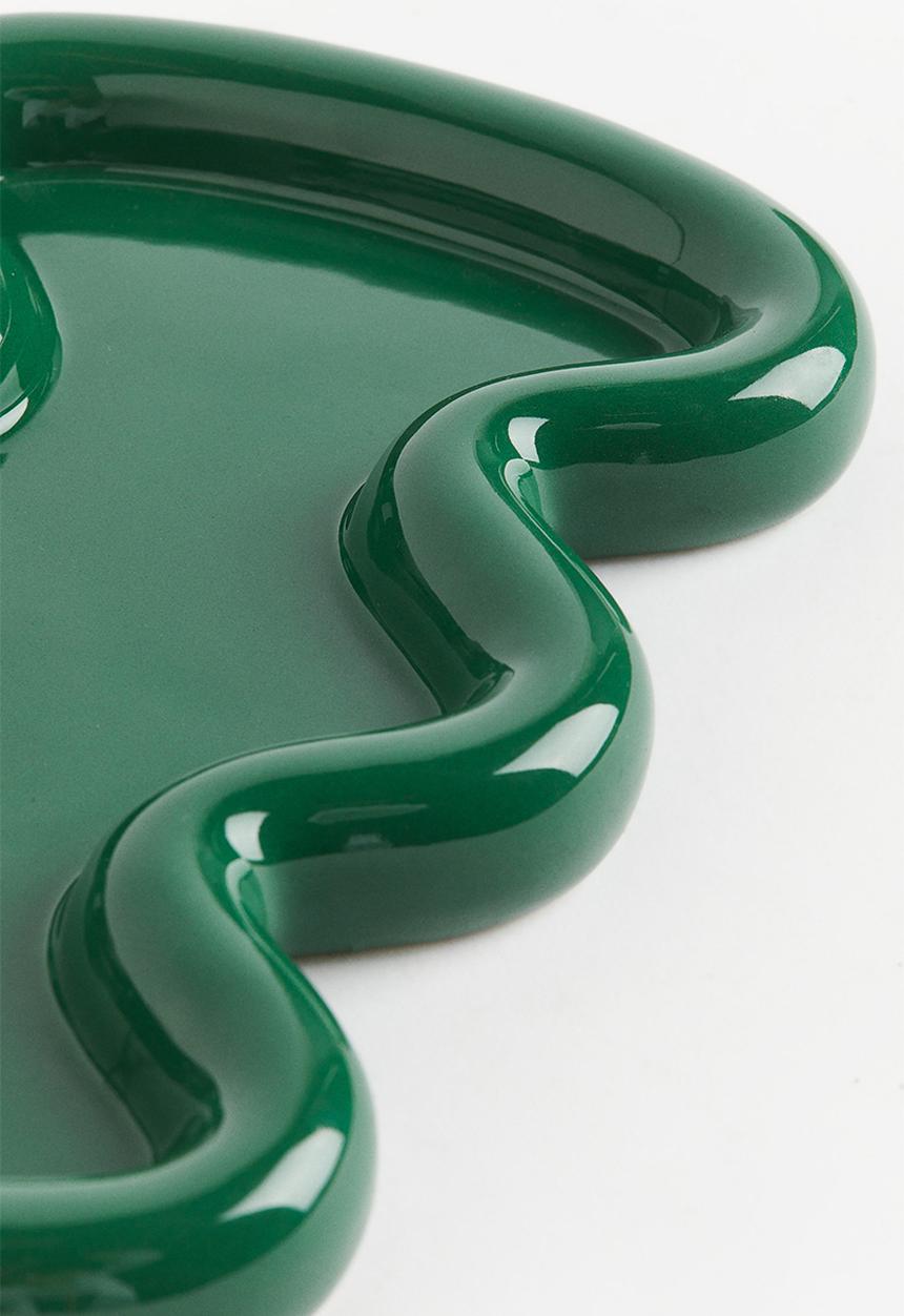 H&M - Large stoneware plate - green