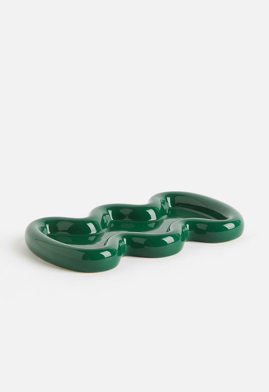 H&M - Large stoneware plate - green