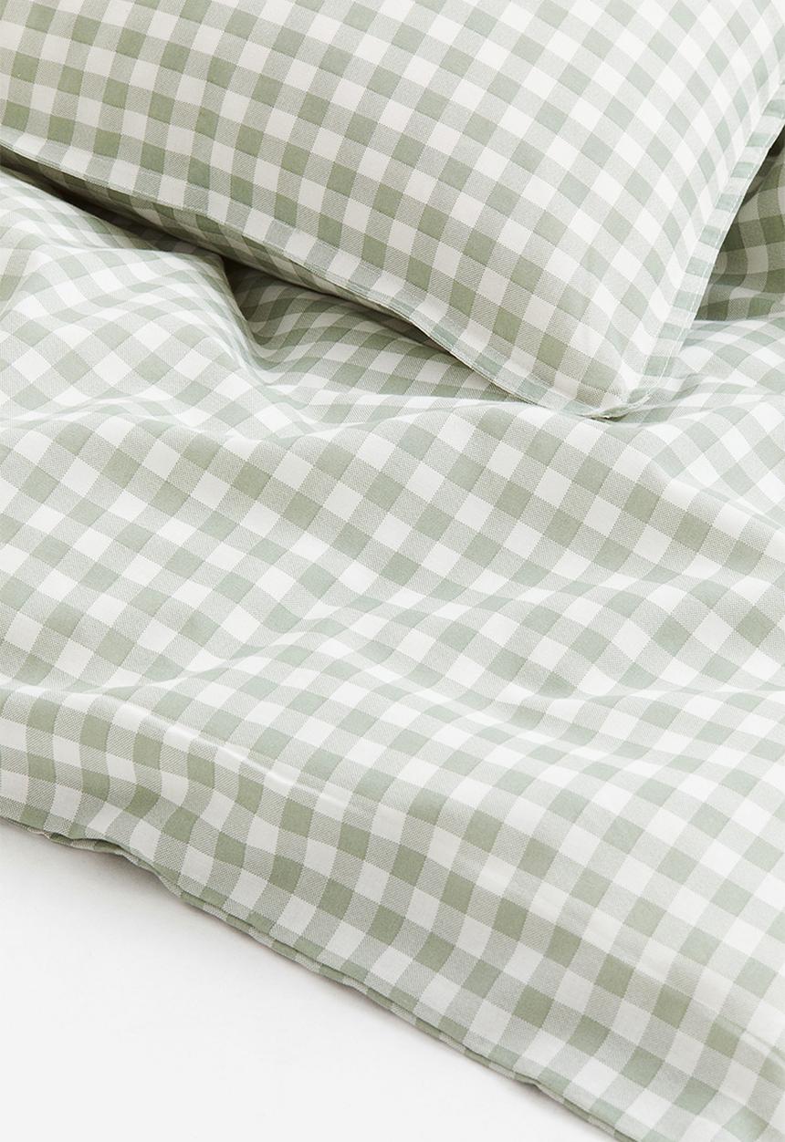 H&M - Patterned single duvet cover set - green, multi