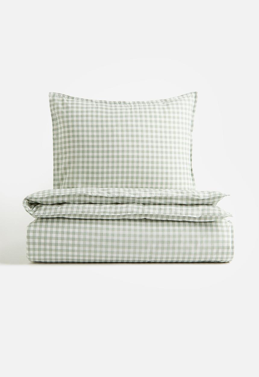 H&M - Patterned single duvet cover set - green, multi