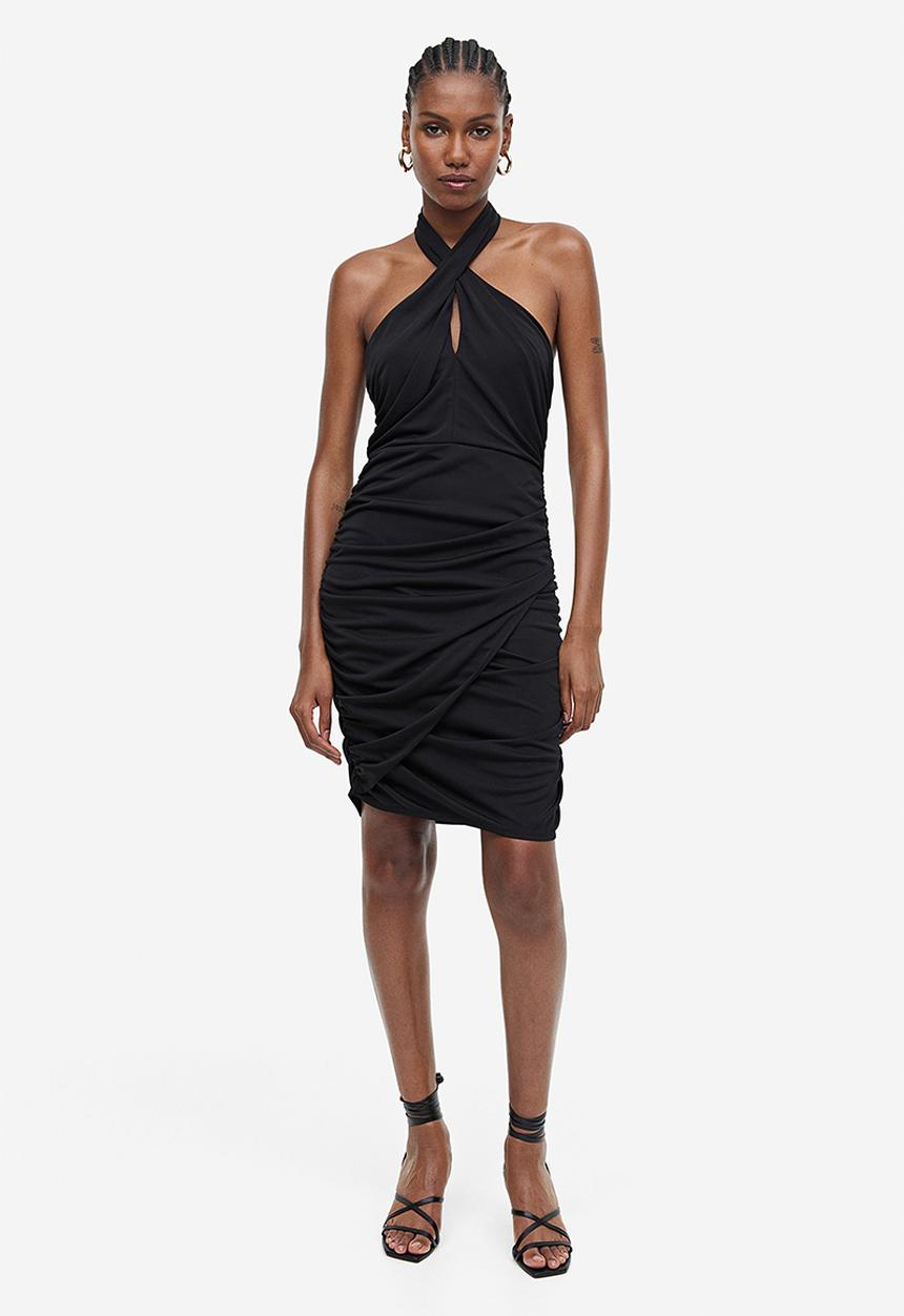 H&M - Draped halterneck dress - black 